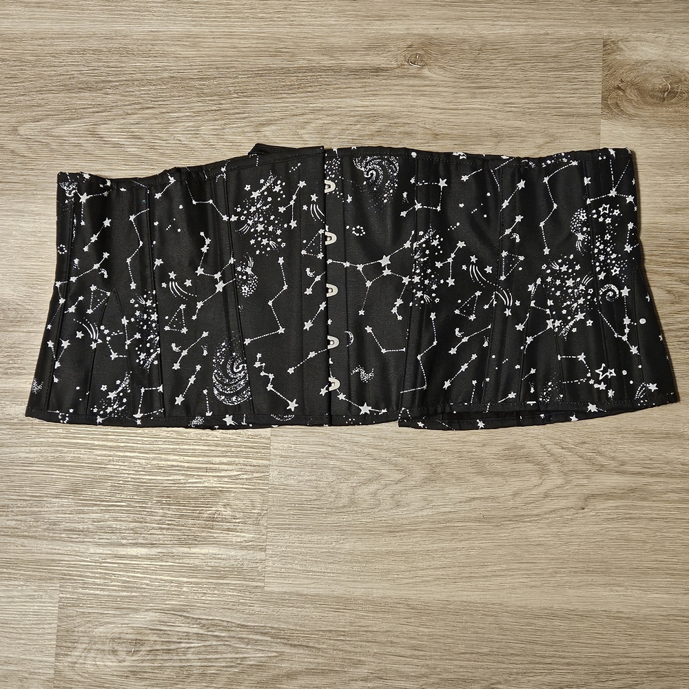 Celestial Black Corset with White Star Design